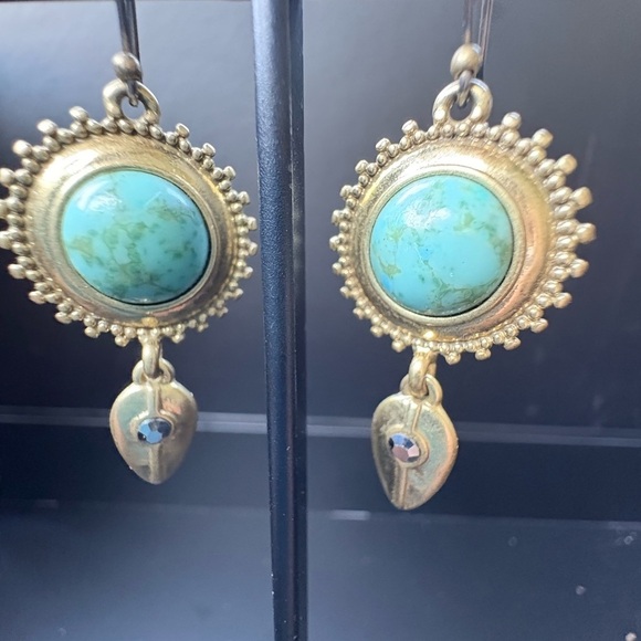 Turquoise and Gold Bohemian Earrings - Picture 9 of 16